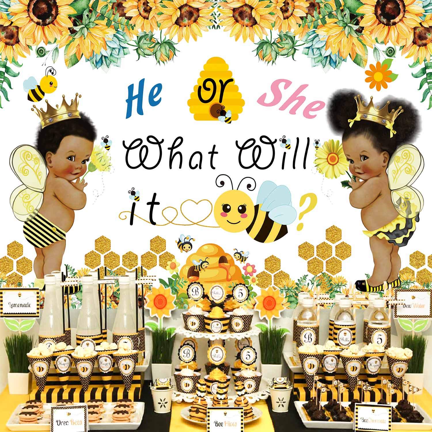 Value Brand Bee Gender Reveal Backdrop Baby Shower African American Gender Reveal What Will It Bee Bumble Banner Photography