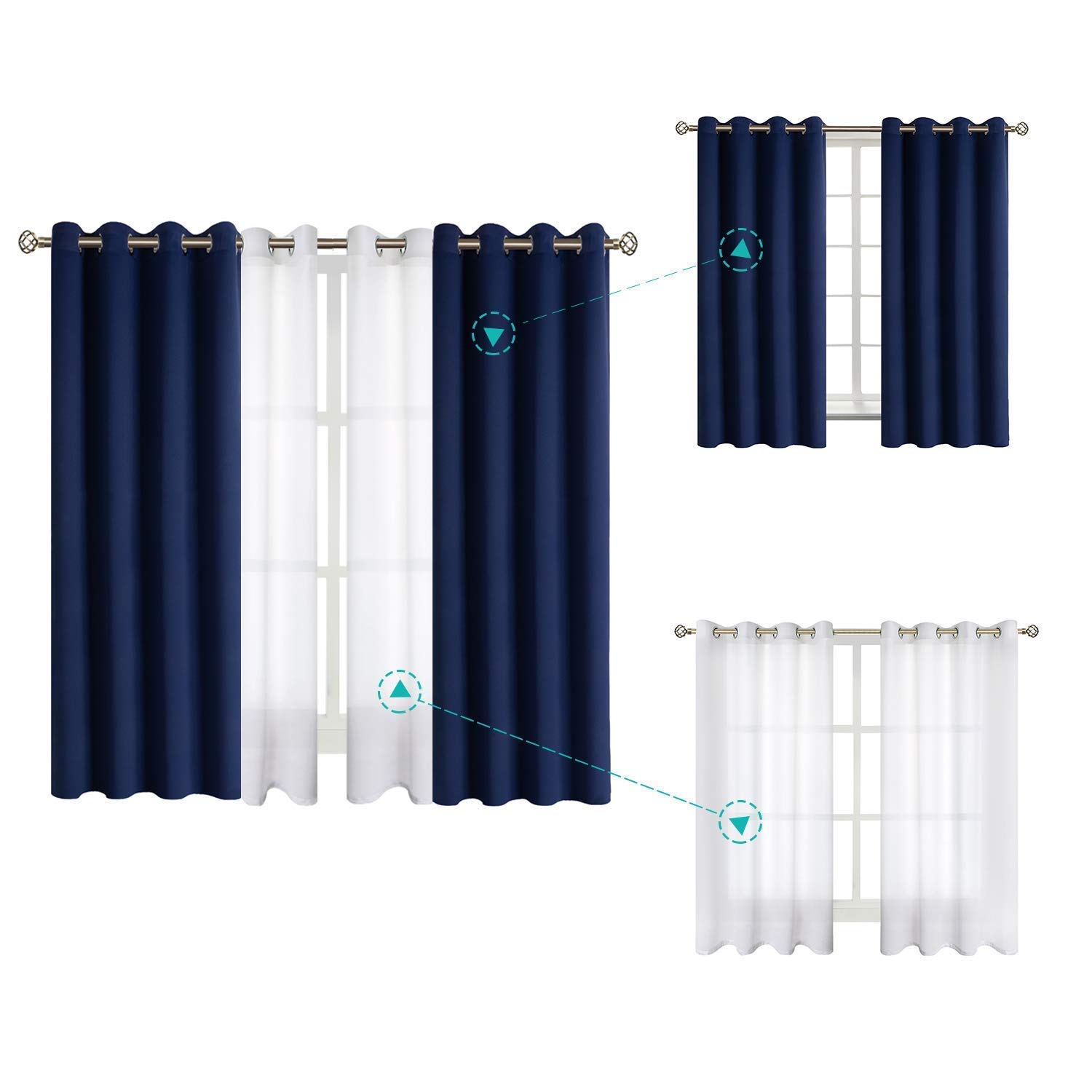 Bgment Grommet Blackout Curtains Bundle Linen Look Sheer In 63 Long Bgment Grommet Blackout Curtains Bundle, Grommet Curtains 63 Long