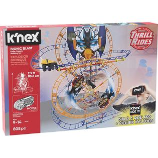 k nex knex thrill rides bionic blast roller coaster building set with ride it app 809piece ages 9 building set