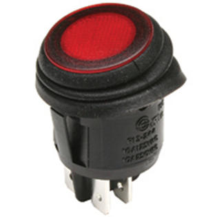 Nte Electronics 54 5w Rocker Switch Waterproof Round Dpst 16a Red 110v Lamp