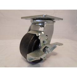 GCP Products 4" X 2" Swivel Caster Rubber Wheel On Steel Hub W/ Brake 350Lb Tool Box