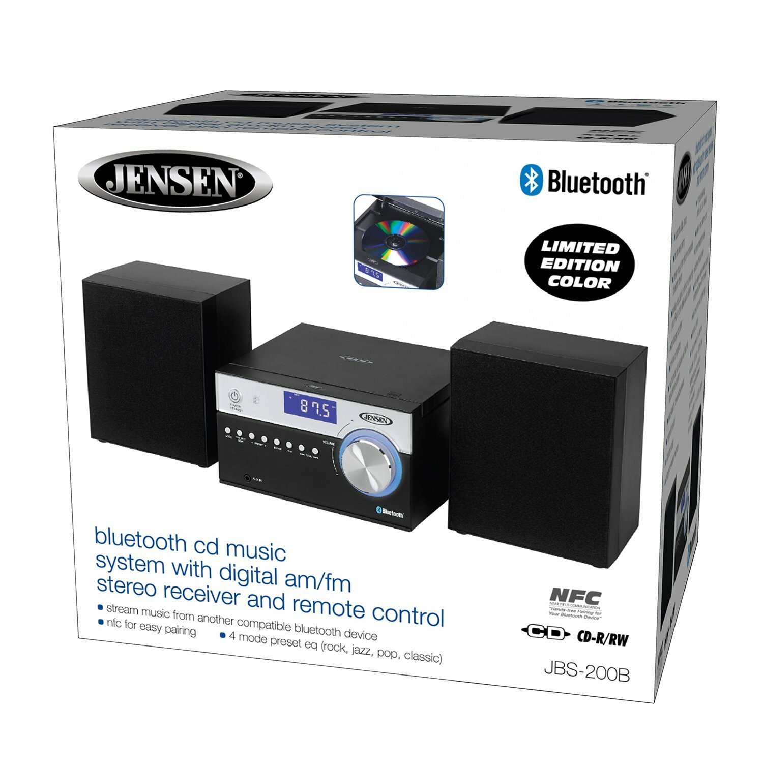 Jbs200 New Jensen Bluetooth Cd Player Shelf Stereo Speaker System Lcd Am Fm Aux Remote Jbs200 New Jensen Bluetooth Cd Player Shelf Stereo Speaker System Lcd Am Fm Aux Remote
