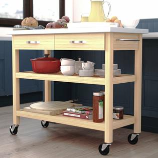 Natural Stainless Top Kitchen Island Storage Cart Rolling Table Utility Drawers Natural Stainless Top Kitchen Island, Roll Around Island