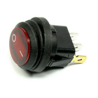 Nte Sa 178 P40 1pc Round Waterproof 3 Pin On Off Spst a 12v Rocker Switch Red Led Illuminated