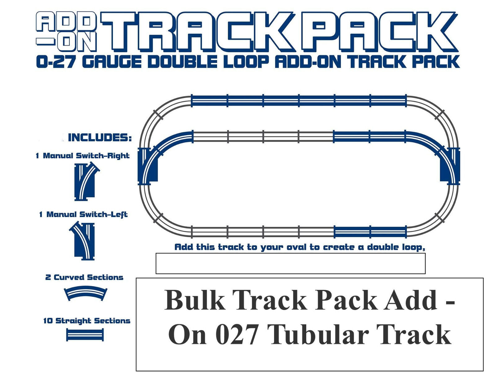 GCP Products 027 Gauge Add On Double Loop Track Pack O Gauge Train 3 Rail 6-22967 Bulk