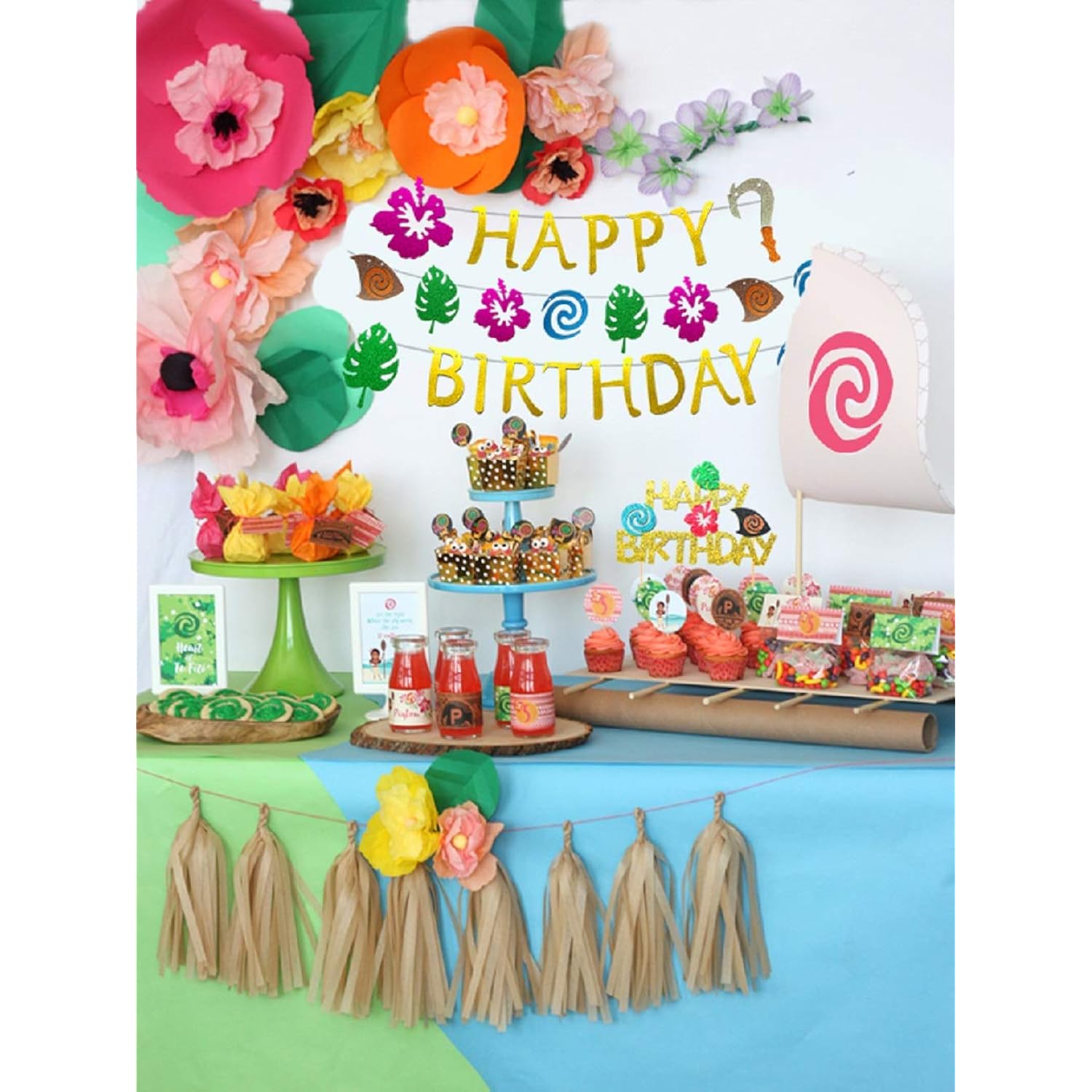 2 Pcs Jevenis Glittery Moana Birthday Banner Moana Cake Topper Moana Birthday Party Decoration Hawaiian Birthday For Tropical L 2 Pcs Jevenis Glittery Moana Birthday Banner Moana Cake Topper Moana Birthday Party Decoration Hawaiian Birthday For Tropical L