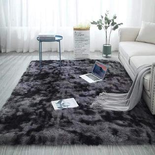 Poboton 5x8 Dark Grey Area Rugs Modern, White And Grey Area Rug For Living Room