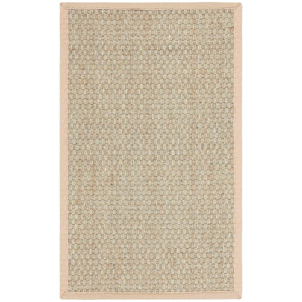 GCP Products Natural Fiber Collection Nf114A Border Basketweave Seagrass Area Rug, 4' X 6', Beige