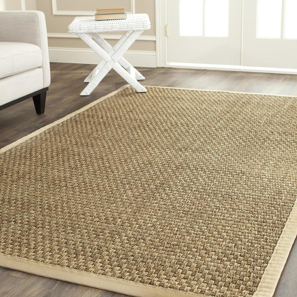 GCP Products Natural Fiber Collection Nf114A Border Basketweave Seagrass Area Rug, 4' X 6', Beige
