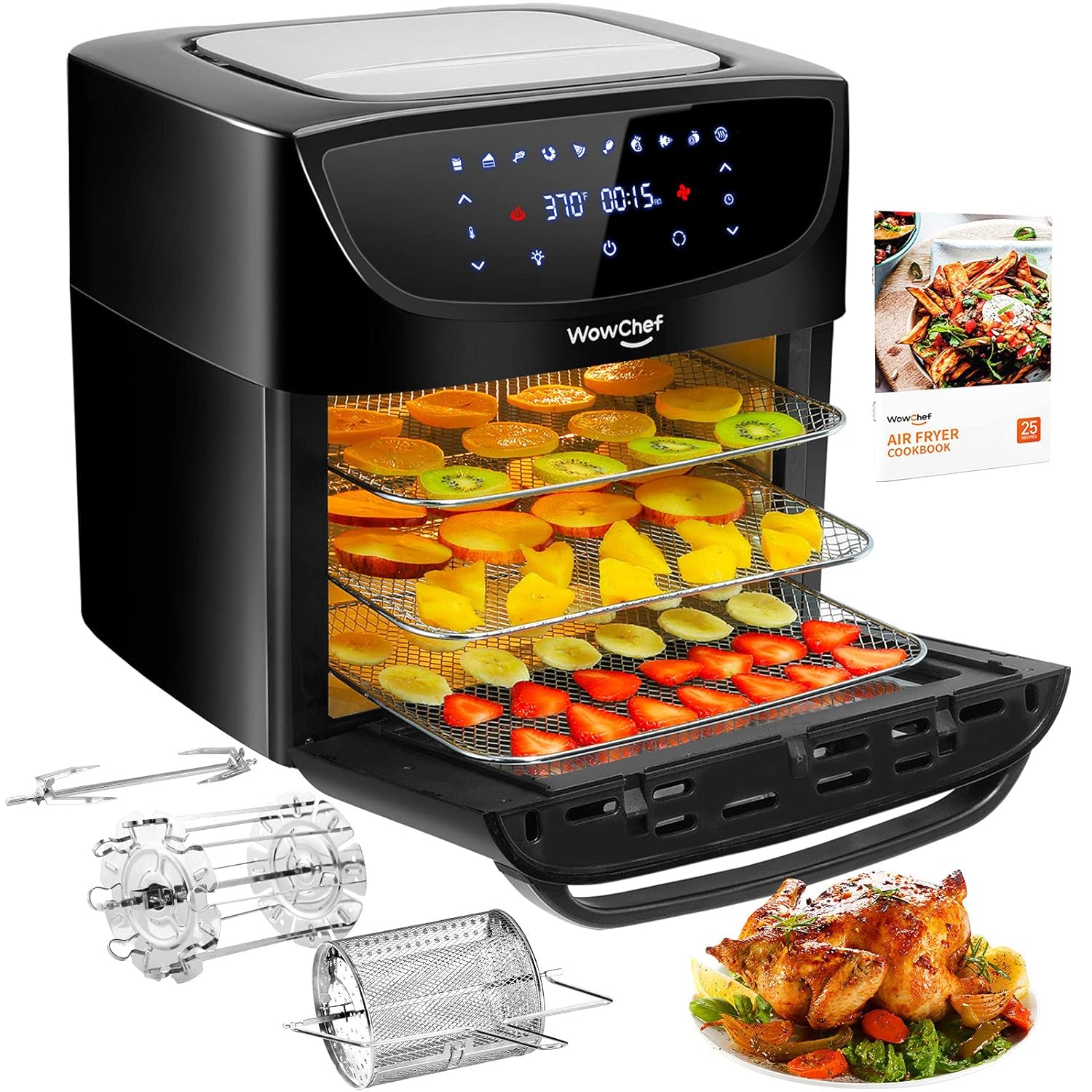 GCP Products Air Fryer Oven Combo 20 Quart, Convection Toaster Oven Dehydrator, 10-In-1 Air Fryer With Rotisserie And Racks, …