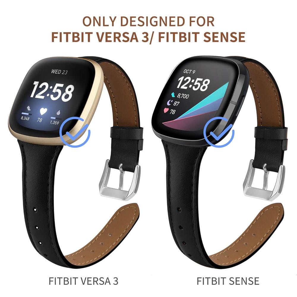 EBD Products Slim Bands For Fitbit Versa 3 / Fitbit Sense, Top Grain Genuine Thin Replacement Compatible With Fitbit Sense / Fitbit Ver…