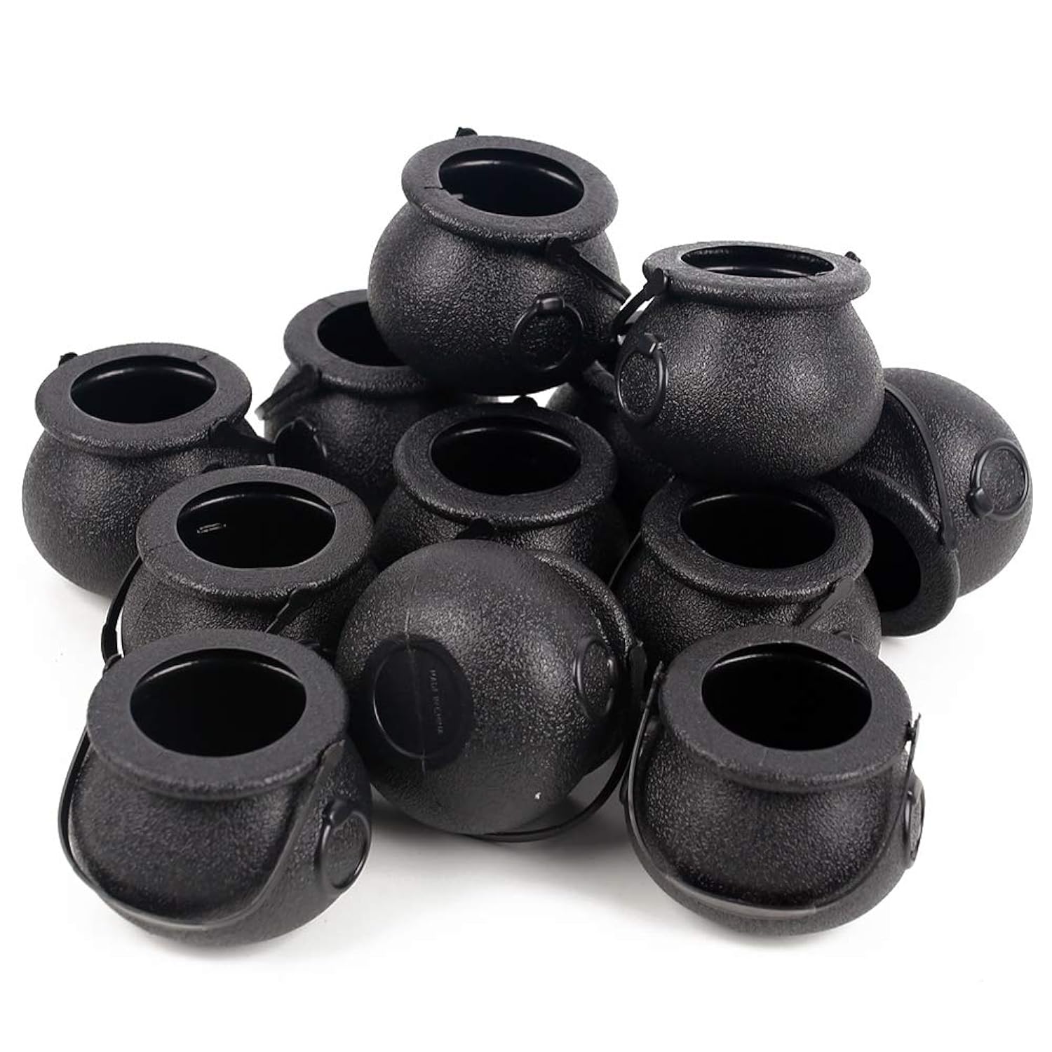 EBD Products Mini Black Candy Cauldron Kettles, 12Pcs Plastic Candy Kettles Party Decoration Supplies For St. Patricks Day