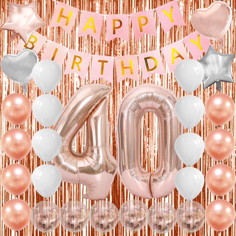 EBD Products 40Th Birthday Decorations For Women Her 40 Birthday Party Balloons Decorations 40 Year Old 40 Birthday Decor 40Th Bday