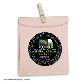 EBD Products Game Truck Birthday Party Sticker Labels, 40 2
