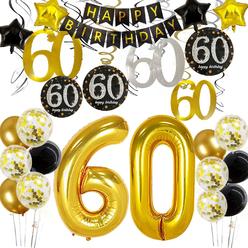 EBD Products 60Th Birthday Decorations For Men -Happy Birthday Banner 60 Birthday Balloons Birthday Party Balloon Numbers