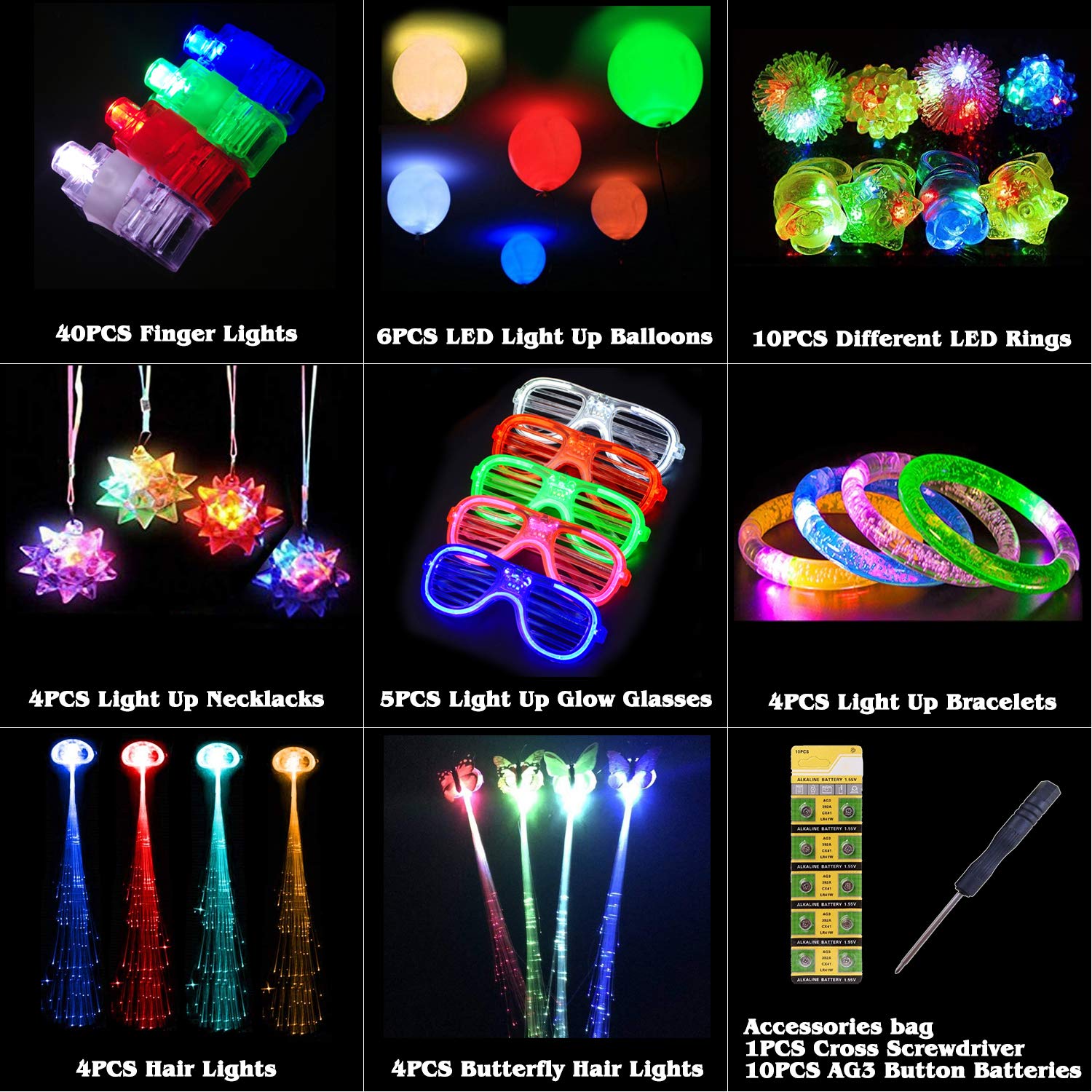 EBD Products 88 Pcs Led Light Up Toys Party Favors Glow In The Dark Party  Supplies