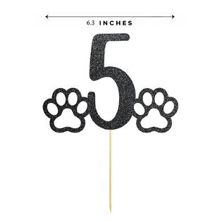 ebd products black dog 5 cake topper glitter dog or cat lover 5th birthday party cake topper decoration