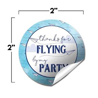EBD Products Paper Airplane Thanks For Flying By Birthday Party Sticker Labels, 40 2