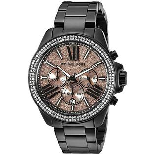 Michael Kors Wren Black Rose Chronograph Womens Glitz Stainless Watch Mk5879