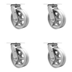 Service Caster 6 Inch V Groove Semi Steel Wheel Swivel Caster Set with Ball Bearings SCC