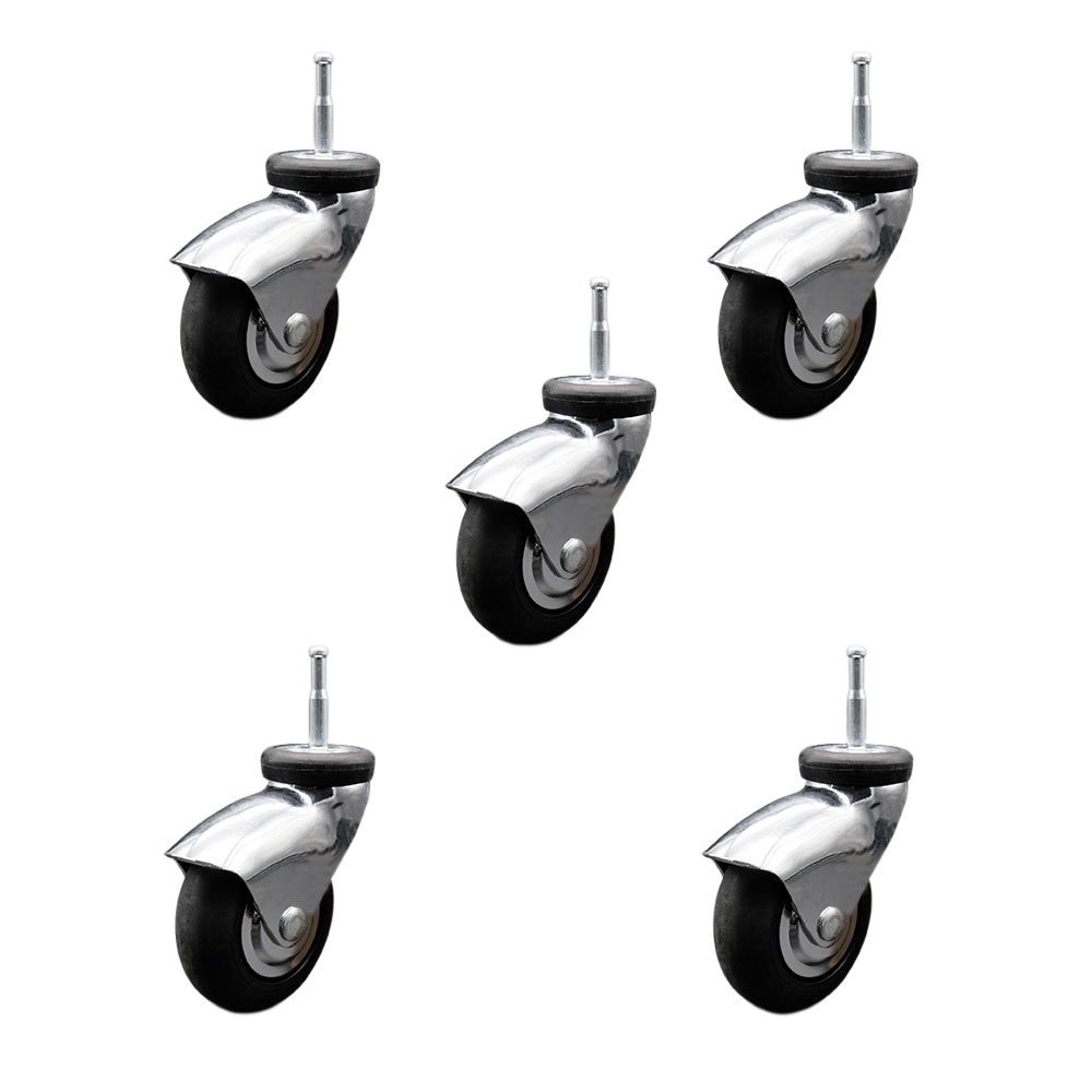 Service Caster 3 Inch Chrome Hooded Neoprene Rubber 5/16 Inch Grip Neck