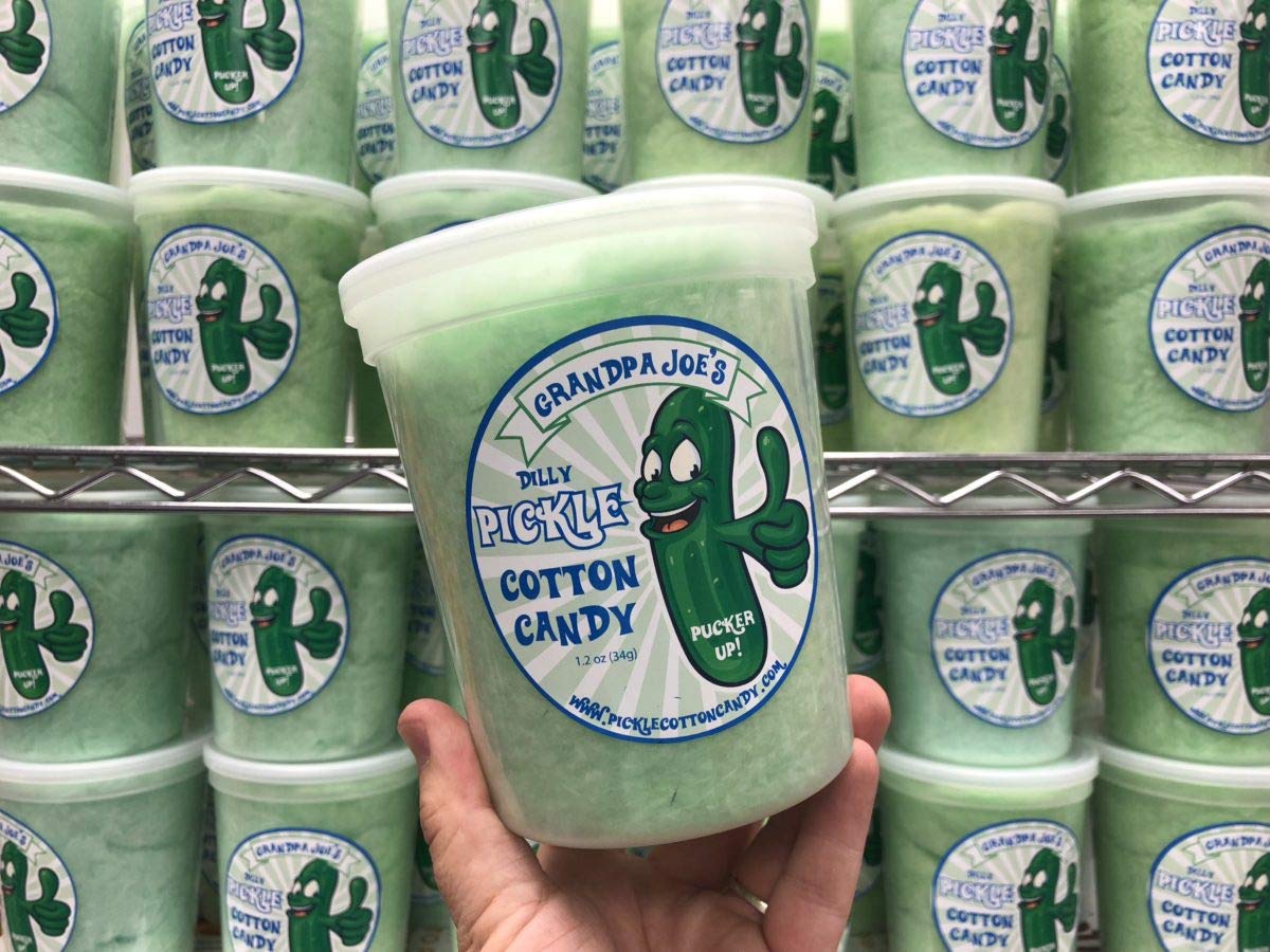 grandpa joes candy shop Dilly Pickle Cotton Candy Tub