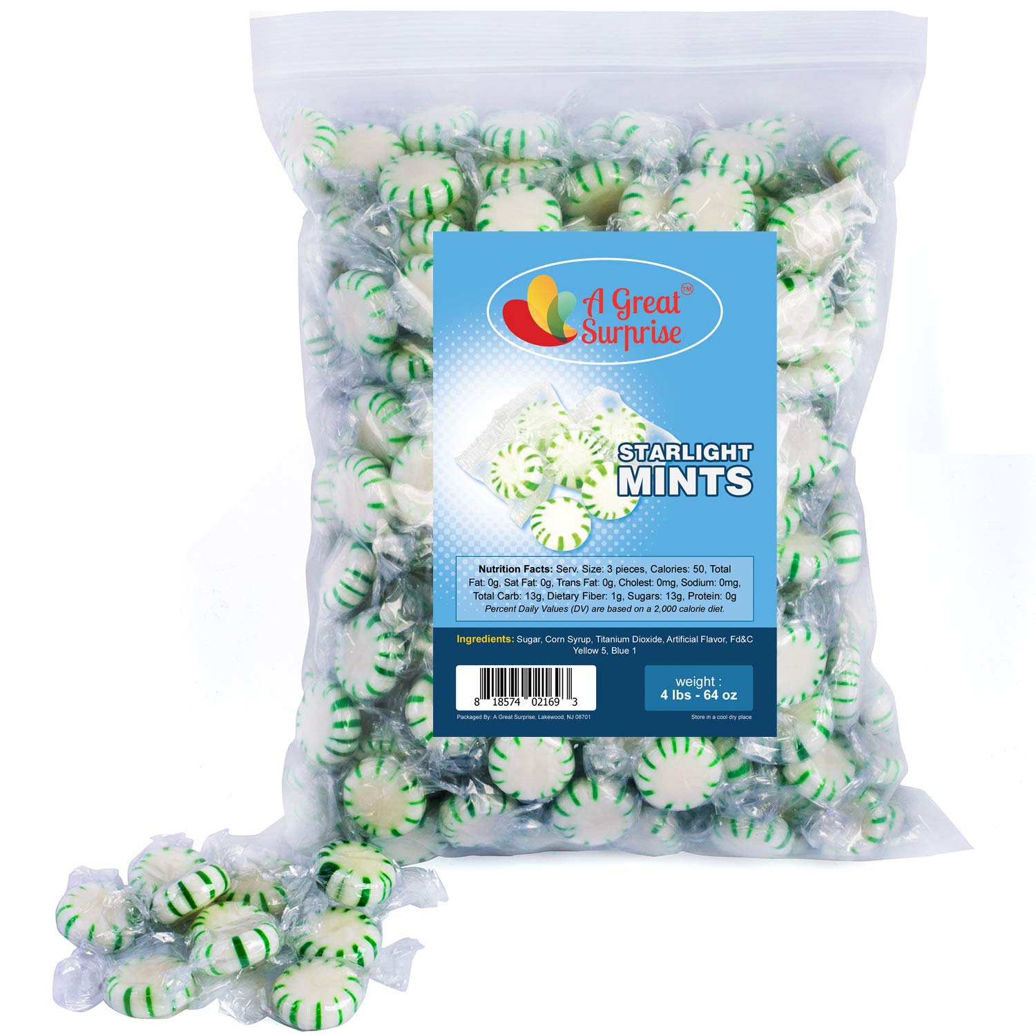 A Great Surprise Starlight Mints Mint Candy Green Candy Hard Bulk Candy 4 Lb