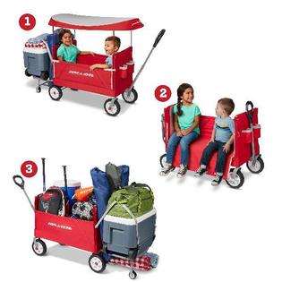 Radio Flyer 3 In 1 Tailgater Folding Wagon With Canopy Wheels For Kids Beach Storage Camp