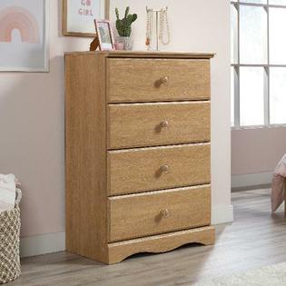 Sauder 4 Drawer Wooden Dresser Chest Clothes Storage Bedroom Furniture Dover Oak Finish