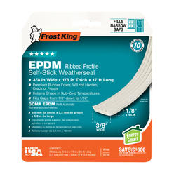 Frost King White EPDM Rubber Foam Weather Seal For Doors and Windows 17 ft. L X 0.13 in.