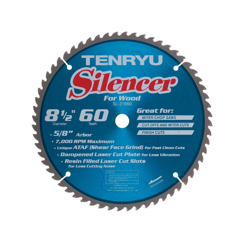Tenryu Silencer 8-1/2 in. D X 5/8 in. PTFE Coated Saw Blade 60 teeth 1 pc