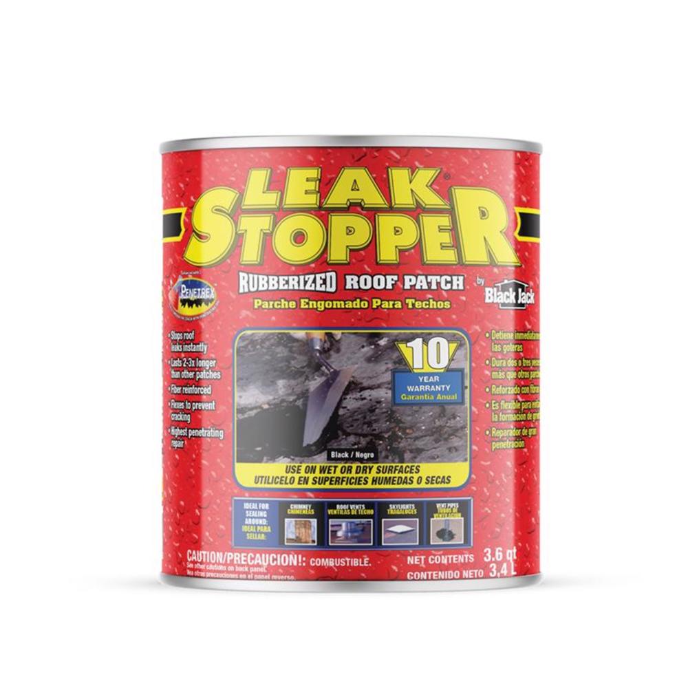 Leak Stopper Gloss Black Rubber Roof Patch 3.6 qt
