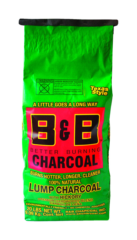 B&B Charcoal All Natural Hickory Lump Charcoal 20 lb