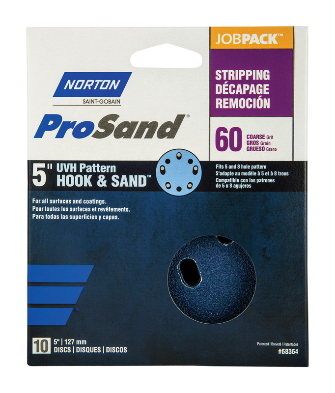 Norton ProSand 5 in. Zirconia Alumina Hook and Loop H831 Sanding Disc 60 Grit Coarse 10 pk