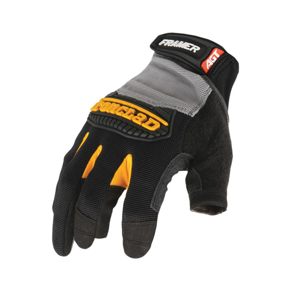 Ironclad Framer Men's Hook & Loop Fingerless Gloves Black/Gray XL 1 pk