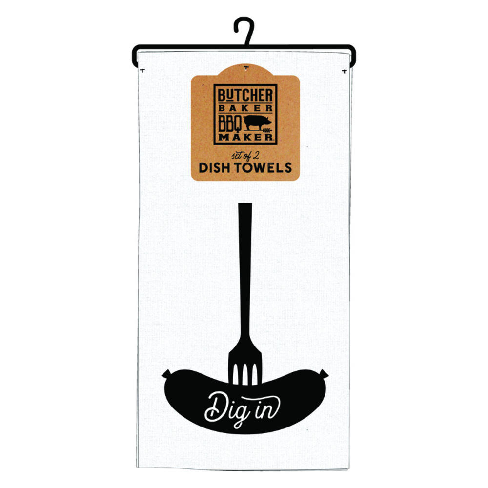 Open Road Brands Butcher Baker BBQ Maker Cotton Dig In Dish Towels 2 pk