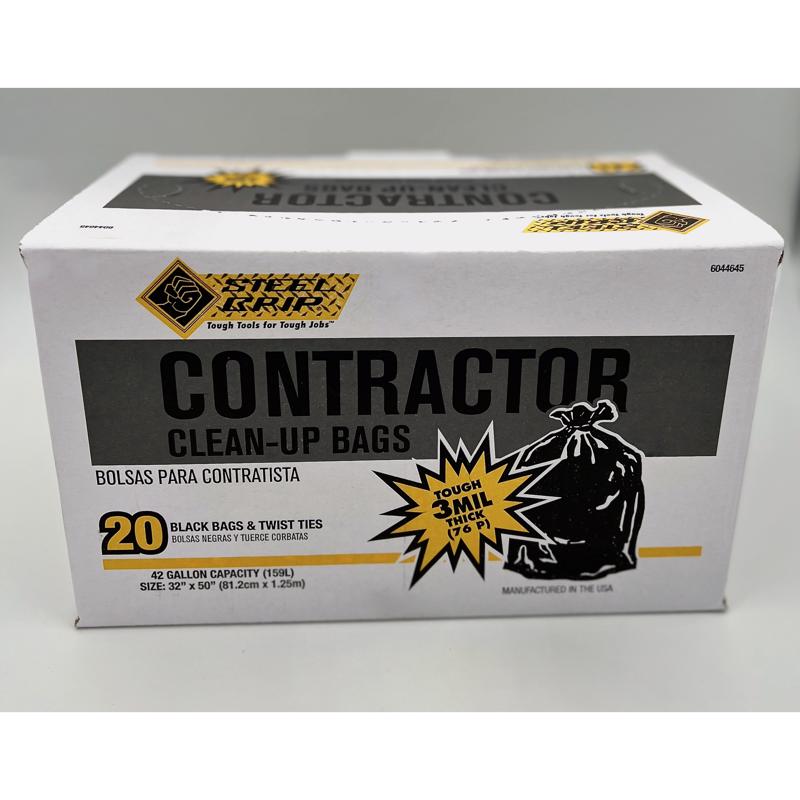 PolyPak Steel Grip 42 gal Contractor Bags Twist Tie 20 pk 3 mil