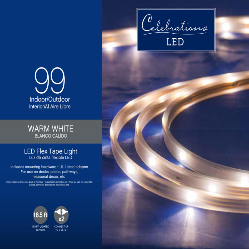 Celebrations LED Clear/Warm White 99 ct Rope Flex Tape Light 16.5 ft.