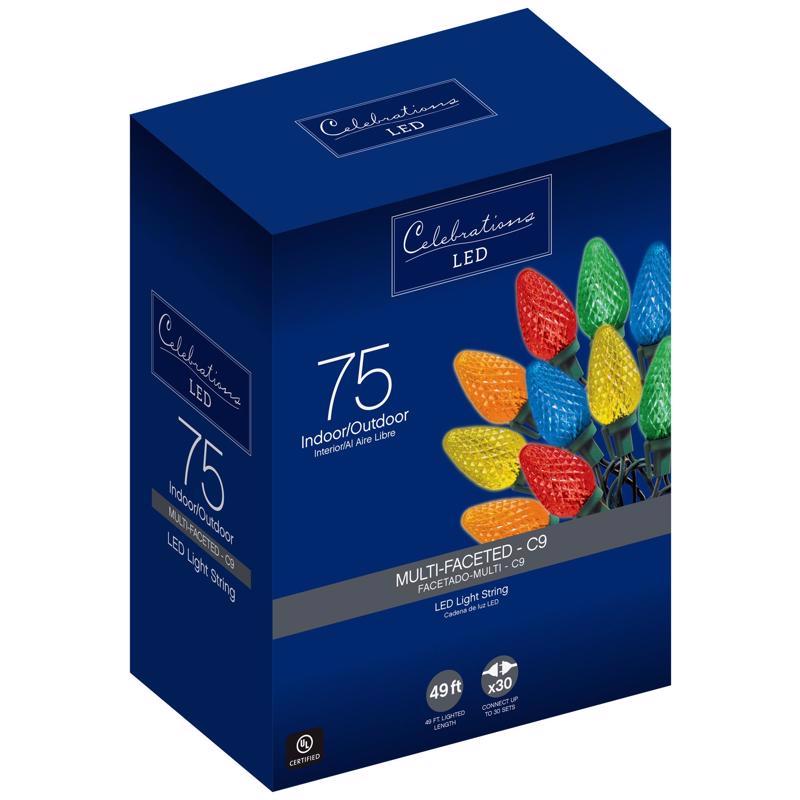CELEBRATIONS Celebrations LED C9 Multicolored 75 ct String Christmas C9 Christmas Lights Led