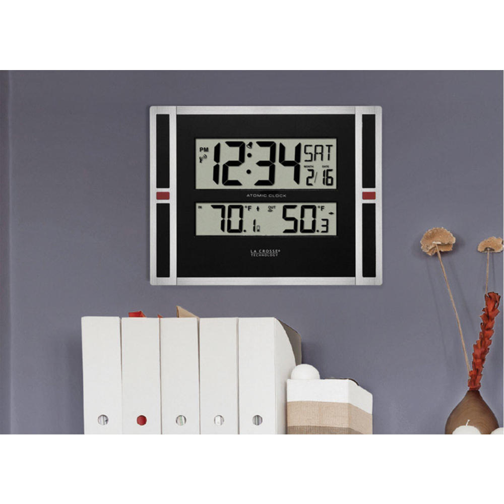 La Crosse Technology 11 in. L X 1.10 in. W Indoor and Outdoor Contemporary Digital Atomic Wall Clock