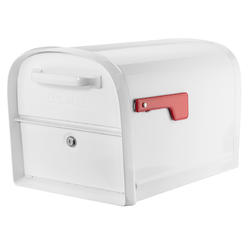 Architectural Mailboxes 5007868 Oasis Galvanized Steel Post Mounted White Double Door Mailbox, 11.5 x 11.3 x 19.96 in.