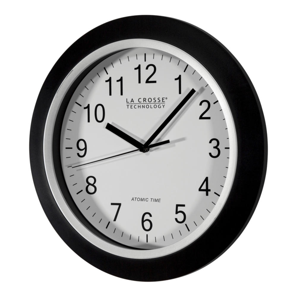 La Crosse Technology 12 in. L X 1 in. W Indoor Casual Analog Atomic Wall Clock Glass/Plastic Black/S