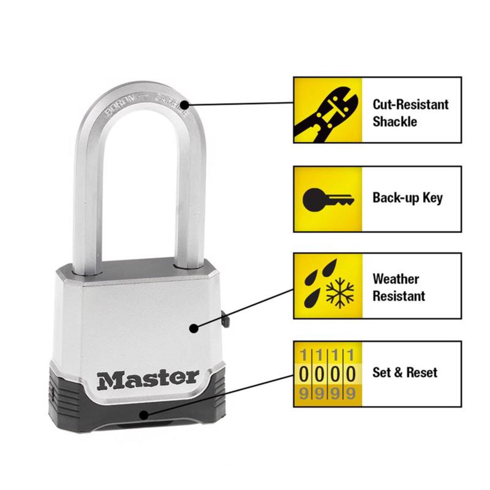 Master Lock 4-25/64 in. H X 1-13/16 in. W X 2 in. L Steel Ball Bearing Locking Padlock