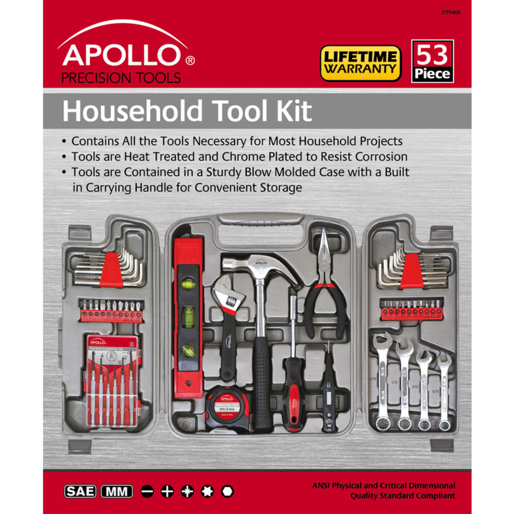 Apollo Precision Tools Apollo Tools Household Tool Kit 53 pc