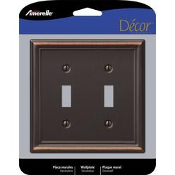 Amerelle 149TTDB Amerelle Chelsea 2-Gang Stamped Steel Toggle Switch Wall Plate, Aged Bronze 149TTDB