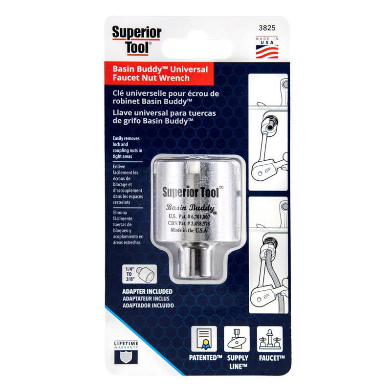 Superior Tool Basin Buddy 11/2 in. Faucet Nut Wrench 1/4 and 3/8 in. drive