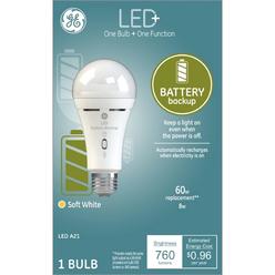 General Electric Corporation General Electric 93099986 8W A21 Medium LED Battery Backup Light Bulb, Soft White