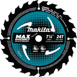 Makita B-61656 7-1/4" 24T Carbide-Tipped Max Efficiency Circular Saw Blade, Framing