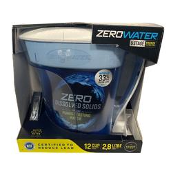 ZeroWater 12-Cup Ready-Pour Pitcher with Free TDS Meter (Total Dissolved Solids) ZD-012RP, 1 Count (Pack of 1), Blue