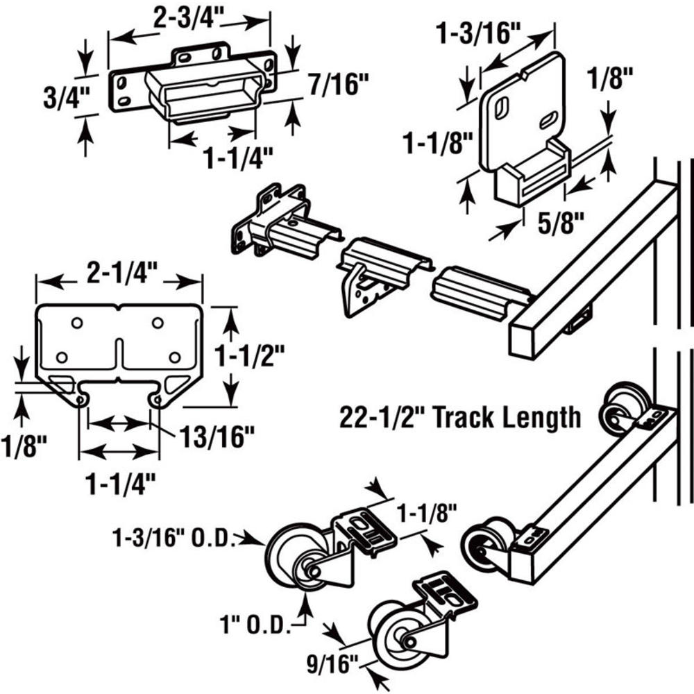 Prime-Line 22 in. L Plastic Center Guide Drawer Guide Roller Assembly 1 pk